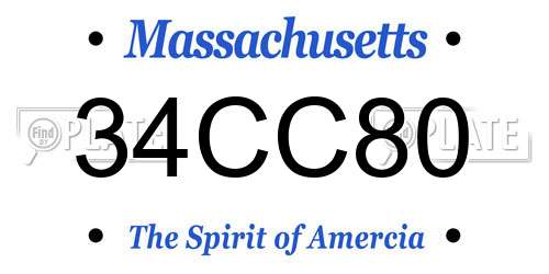 34CC80 Massachusetts License Plate