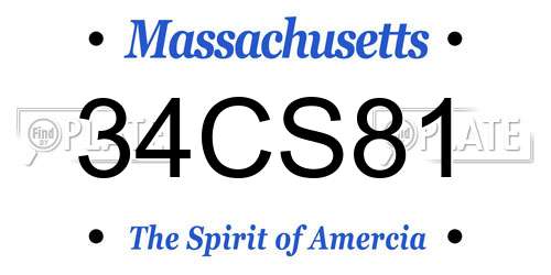 34CS81 Massachusetts License Plate