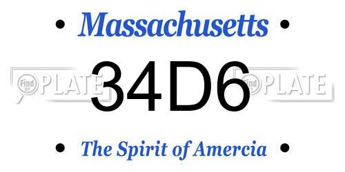 34D6 Massachusetts License Plate