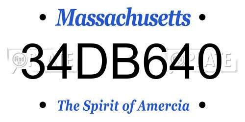 34DB640 Massachusetts License Plate