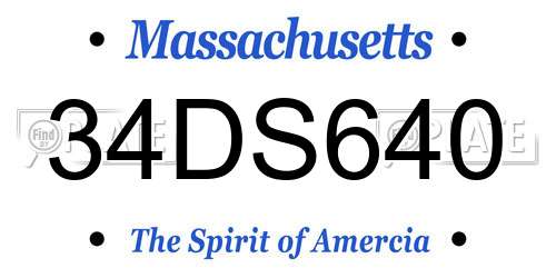 34DS640 Massachusetts License Plate