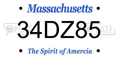 34DZ85 Massachusetts License Plate