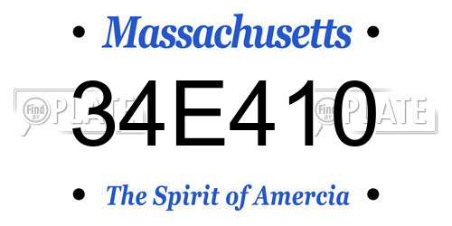 34E410 Massachusetts License Plate