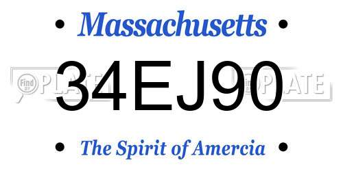 34EJ90 Massachusetts License Plate