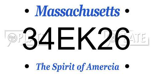 34EK26 Massachusetts License Plate