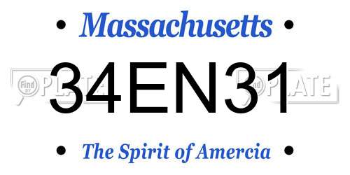 34EN31 Massachusetts License Plate