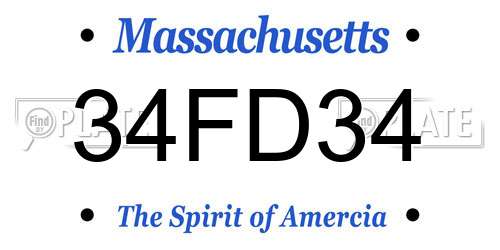 34FD34 Massachusetts License Plate