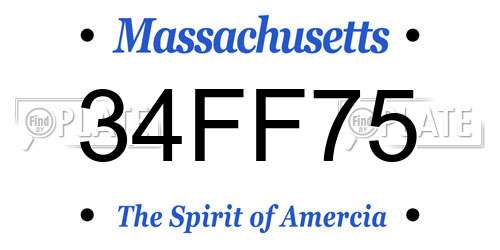 34FF75 Massachusetts License Plate