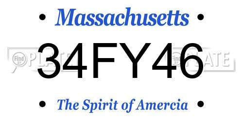 34FY46 Massachusetts License Plate