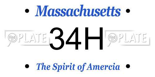 34H Massachusetts License Plate