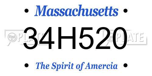 34H520 Massachusetts License Plate