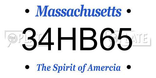 34HB65 Massachusetts License Plate