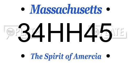 34HH45 Massachusetts License Plate