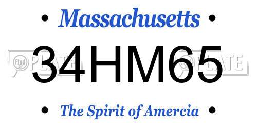 34HM65 Massachusetts License Plate
