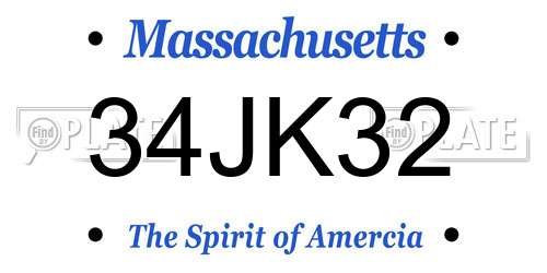 34JK32 Massachusetts License Plate