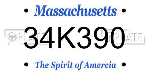 34K390 Massachusetts License Plate
