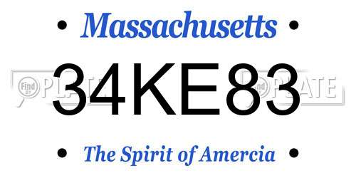 34KE83 Massachusetts License Plate