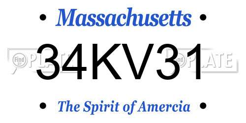 34KV31 Massachusetts License Plate