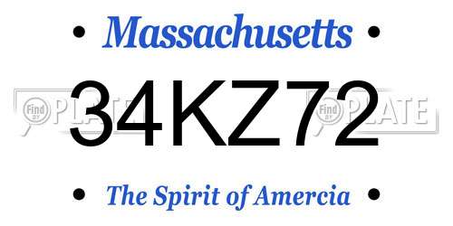 34KZ72 Massachusetts License Plate