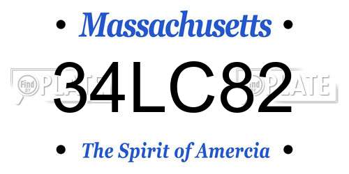 34LC82 Massachusetts License Plate