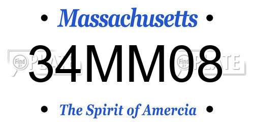 34MM08 Massachusetts License Plate