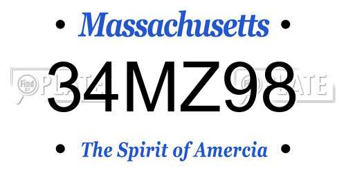 34MZ98 Massachusetts License Plate