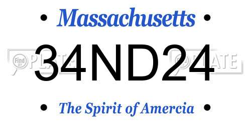 34ND24 Massachusetts License Plate
