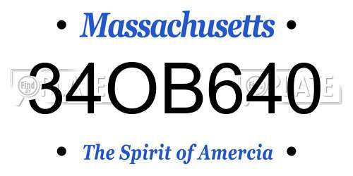 34OB640 Massachusetts License Plate