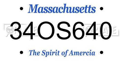 34OS640 Massachusetts License Plate