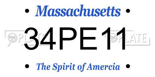 34PE11 Massachusetts License Plate