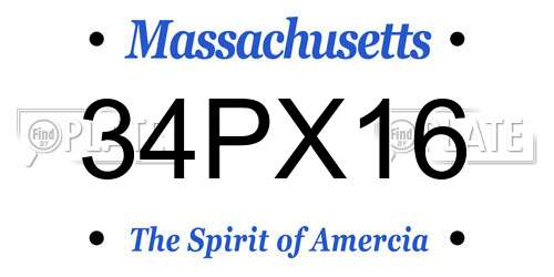34PX16 Massachusetts License Plate