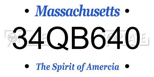 34QB640 Massachusetts License Plate