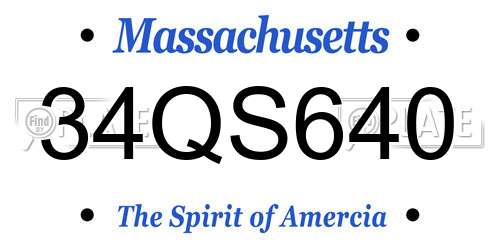 34QS640 Massachusetts License Plate