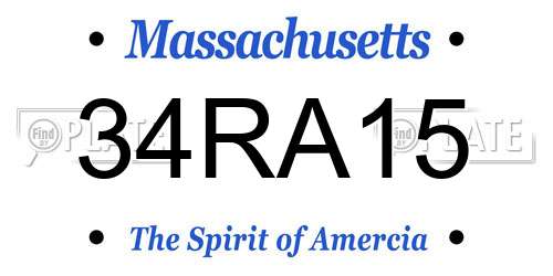 34RA15 Massachusetts License Plate