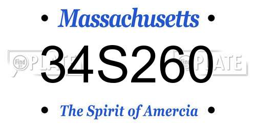 34S260 Massachusetts License Plate