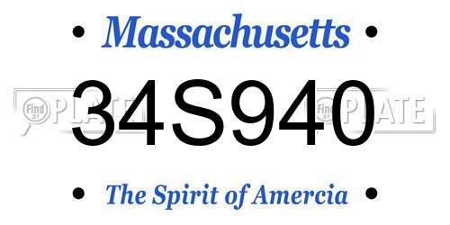 34S940 Massachusetts License Plate