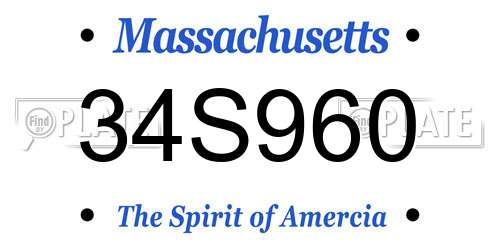 34S960 Massachusetts License Plate
