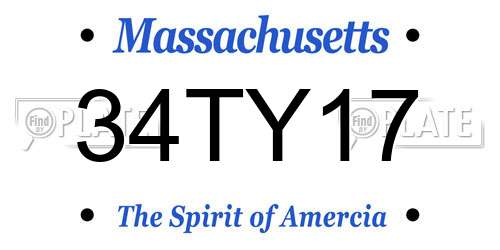 34TY17 Massachusetts License Plate