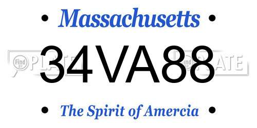 34VA88 Massachusetts License Plate