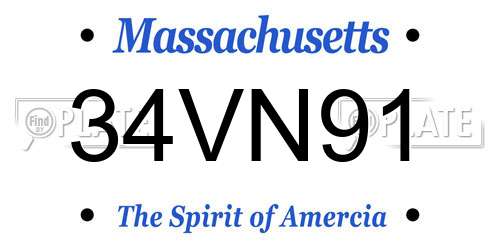 34VN91 Massachusetts License Plate