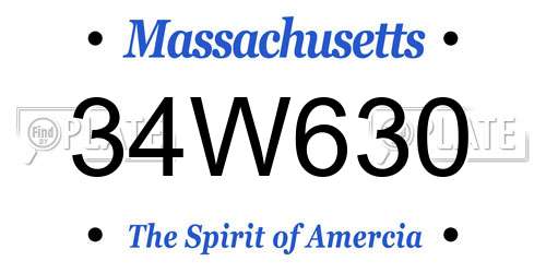 34W630 Massachusetts License Plate