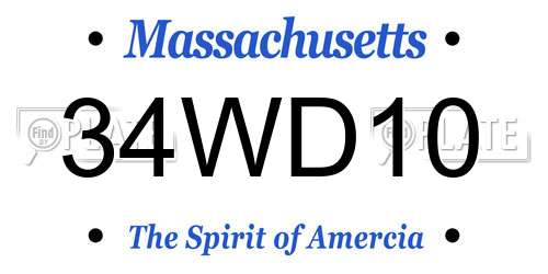 34WD10 Massachusetts License Plate