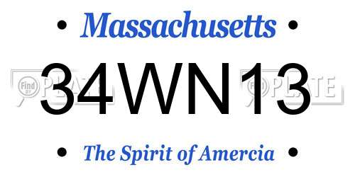 34WN13 Massachusetts License Plate