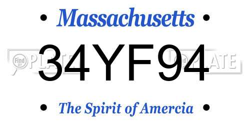 34YF94 Massachusetts License Plate