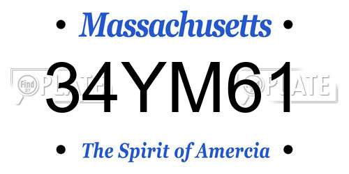 34YM61 Massachusetts License Plate