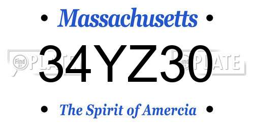 34YZ30 Massachusetts License Plate
