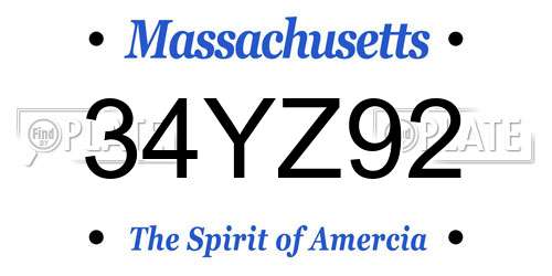 34YZ92 Massachusetts License Plate