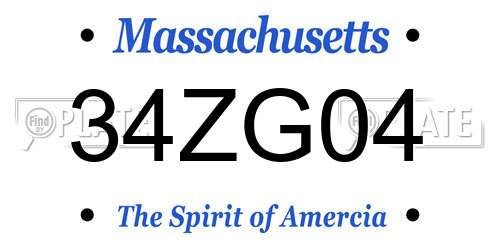 34ZG04 Massachusetts License Plate