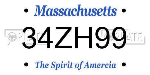 34ZH99 Massachusetts License Plate