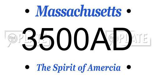 3500AD Massachusetts License Plate